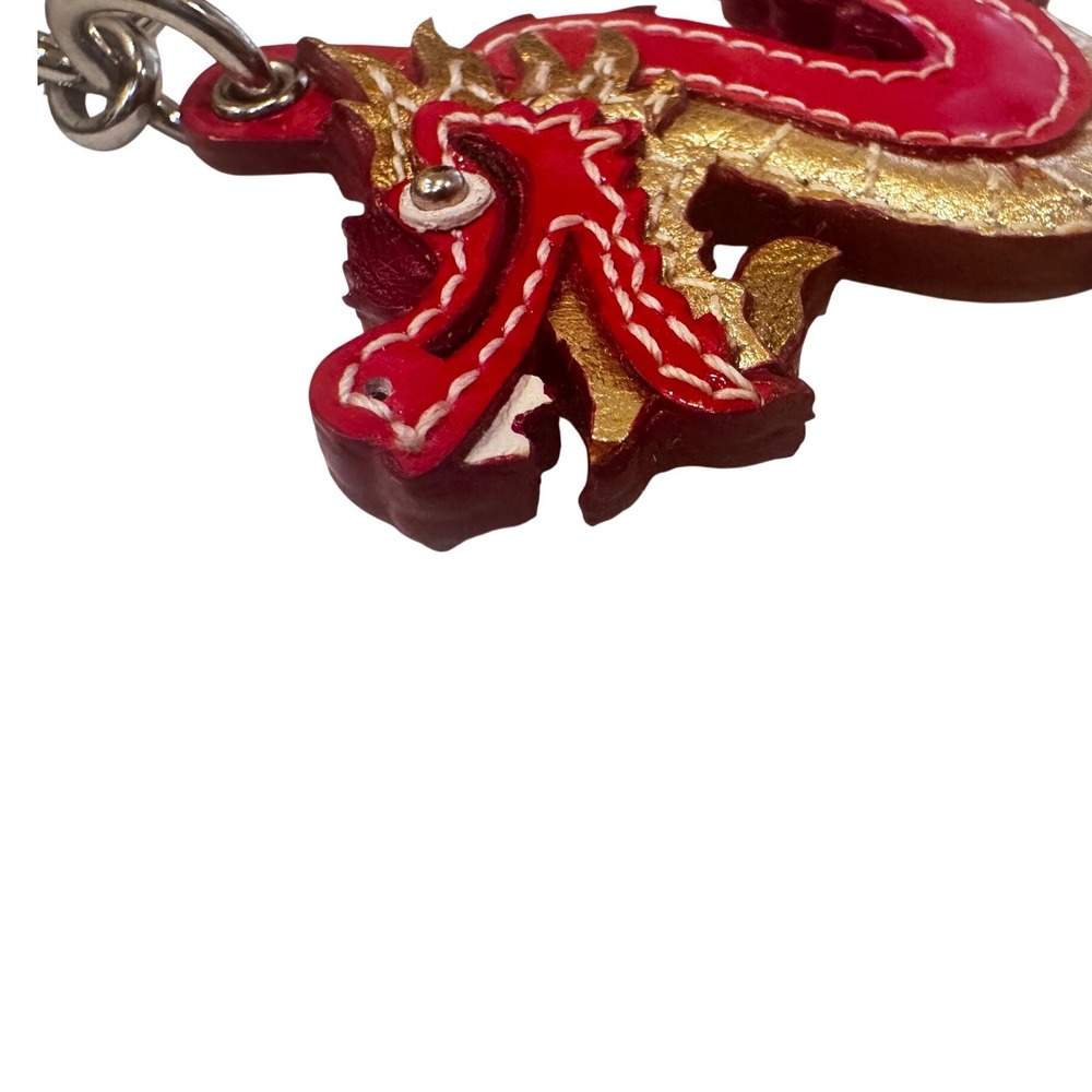 Coach Red Gold Leather Key Fob Year Of The Dragon New Year 2012 Zhang Lan RARE - Picture 4 of 10